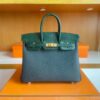 H Factory Bags Birkin Touch Togo & Lizard VO Deep Green Gold Hardware 25cm Full Handmade