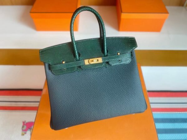 mmexport1741312889749-1024x768-1 H Factory Bags Birkin Touch Togo & Lizard VO Deep Green Gold Hardware 25cm Full Handmade