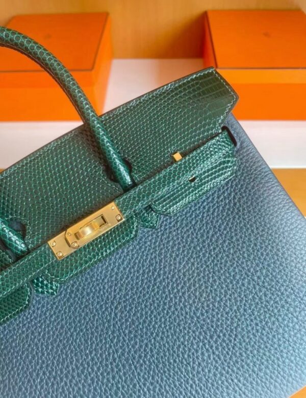 mmexport1741312891241-787x1024-1 H Factory Bags Birkin Touch Togo & Lizard VO Deep Green Gold Hardware 25cm Full Handmade