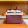 H Factory Bags Birkin Togo Leather brownish red Gold Hardware 25cm Full Handmade
