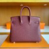 H Factory Bags Birkin Togo Leather brownish red Gold Hardware 25cm Full Handmade