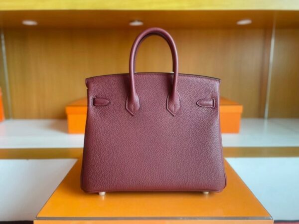 H Factory Bags Birkin Togo Leather brownish red Gold Hardware 25cm Full Handmade
