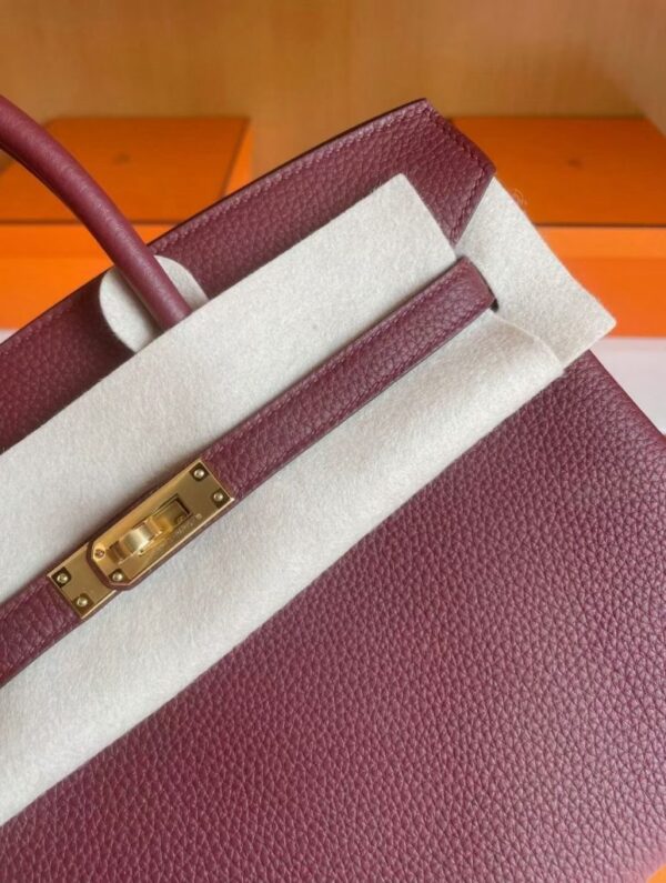 H Factory Bags Birkin Togo Leather brownish red Gold Hardware 25cm Full Handmade