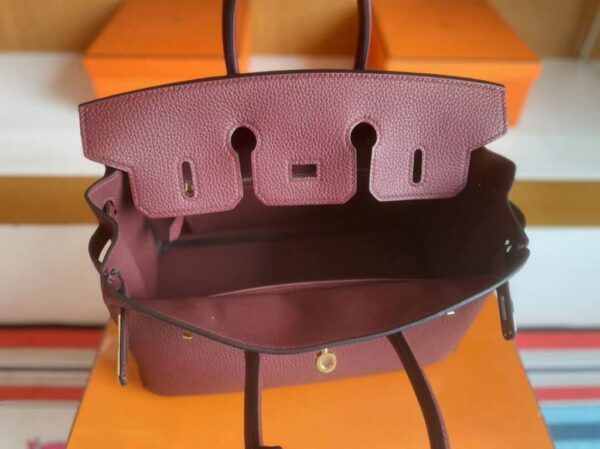 H Factory Bags Birkin Togo Leather brownish red Gold Hardware 25cm Full Handmade