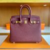 H Factory Bags Birkin Togo Leather brownish red Gold Hardware 25cm Full Handmade