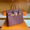 H Factory Bags Birkin Togo Leather brownish red Gold Hardware 25cm Full Handmade