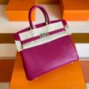 H Factory Bags Birkin Togo Leather J5 deep purple pink Silver Hardware 25cm Full Handmade
