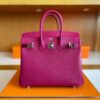 H Factory Bags Birkin Togo Leather J5 deep purple pink Silver Hardware 25cm Full Handmade
