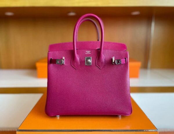 mmexport1741313196481-1024x793-1 H Factory Bags Birkin Togo Leather J5 deep purple pink Silver Hardware 25cm Full Handmade