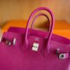 H Factory Bags Birkin Togo Leather J5 deep purple pink Silver Hardware 25cm Full Handmade