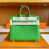 H Factory Bags Birkin Togo Leather A8 bright green Silver Hardware 25cm Full Handmade