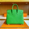H Factory Bags Birkin Togo Leather A8 bright green Silver Hardware 25cm Full Handmade