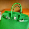 H Factory Bags Birkin Togo Leather A8 bright green Silver Hardware 25cm Full Handmade