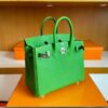 H Factory Bags Birkin Togo Leather A8 bright green Silver Hardware 25cm Full Handmade
