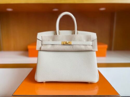 H Factory Bags Birkin Togo Leather Cream White Gold Hardware 30cm Full Handmade