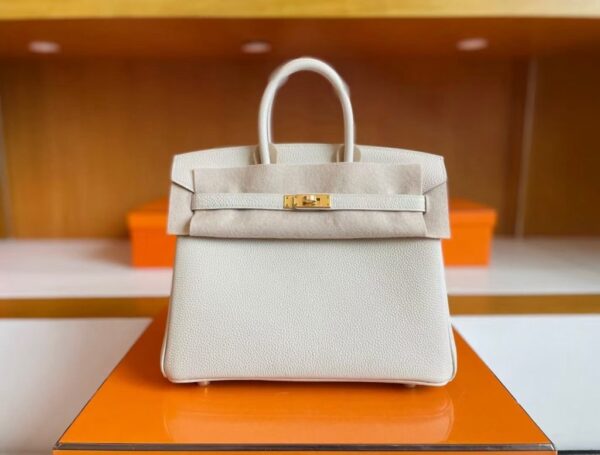 H Factory Bags Birkin Togo Leather Cream White Gold Hardware 30cm Full Handmade