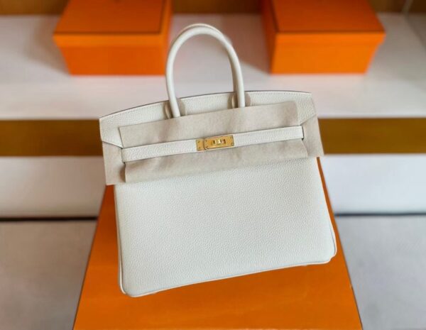 H Factory Bags Birkin Togo Leather Cream White Gold Hardware 30cm Full Handmade
