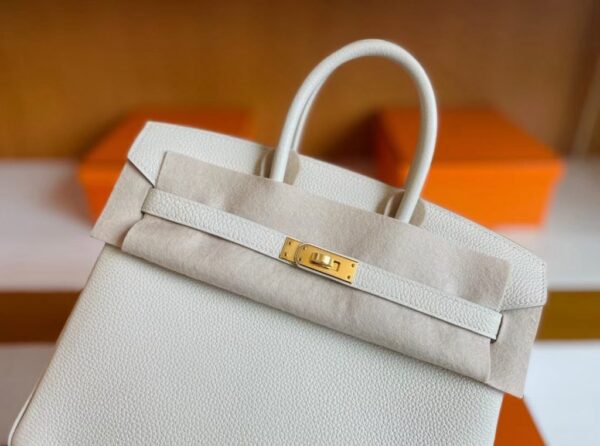 H Factory Bags Birkin Togo Leather Cream White Gold Hardware 30cm Full Handmade