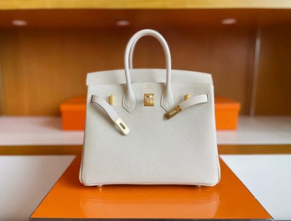 H Factory Bags Birkin Togo Leather Cream White Gold Hardware 30cm Full Handmade