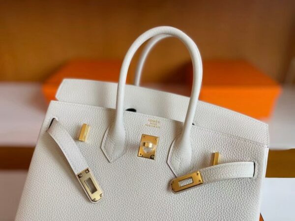 H Factory Bags Birkin Togo Leather Cream White Gold Hardware 30cm Full Handmade
