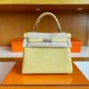 H Factory Bags Kelly Togo Leather light yellow Silver Hardware 25cm Full Handmade