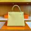 H Factory Bags Kelly Togo Leather light yellow Silver Hardware 25cm Full Handmade