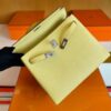 H Factory Bags Kelly Togo Leather light yellow Silver Hardware 25cm Full Handmade