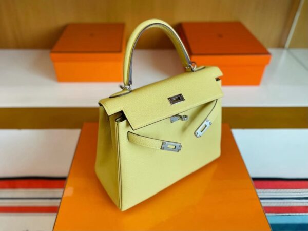 mmexport1741313765427-1024x768-1 H Factory Bags Kelly Togo Leather light yellow Silver Hardware 25cm Full Handmade