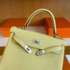 H Factory Bags Kelly Togo Leather light yellow Silver Hardware 25cm Full Handmade