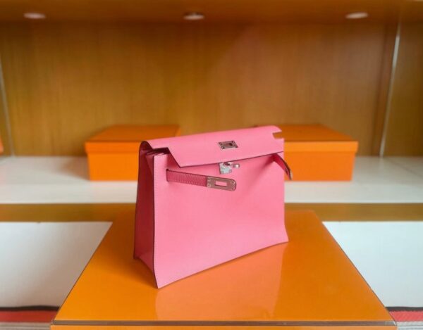 H Factory Bags Kelly Danse Swift Leather Pink Silver Hardware 22cm Full Handmade