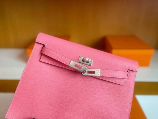 H Factory Bags Kelly Danse Swift Leather Pink Silver Hardware 22cm Full Handmade