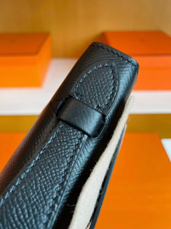 H Factory Bags Mini Kelly Pochette Epsom Leather Black Gold Hardware 22cm Full Handmade