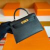 H Factory Bags Mini Kelly Epsom Leather Black Gold Hardware 19cm Full Handmade