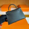 H Factory Bags Mini Kelly Epsom Leather Black Gold Hardware 19cm Full Handmade