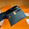 H Factory Bags Mini Kelly Epsom Leather Black Gold Hardware 19cm Full Handmade