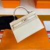 H Factory Bags Mini Kelly Epsom Leather Cream White Silver Hardware 19cm Full Handmade