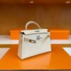 H Factory Bags Mini Kelly Epsom Leather Cream White Silver Hardware 19cm Full Handmade