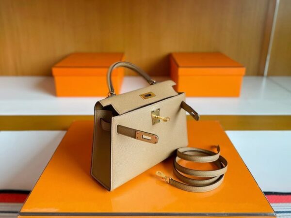 mmexport1741600207129-1024x768-1 H Factory Bags Mini Kelly Epsom Leather Tea Kahki Gold Hardware 19cm Full Handmade