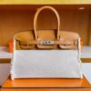 mmexport1744165059762-1024x780-1 H Factory Bags Birkin fray Swift & Canvas Gold Brown Silver Hardware 35cm Full Handmade