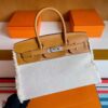 mmexport1744165062672-1024x790-1 H Factory Bags Birkin fray Swift & Canvas Gold Brown Silver Hardware 35cm Full Handmade