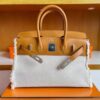 mmexport1744165067652-1024x780-1 H Factory Bags Birkin fray Swift & Canvas Gold Brown Silver Hardware 35cm Full Handmade