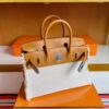 mmexport1744165073456-1024x809-1 H Factory Bags Birkin fray Swift & Canvas Gold Brown Silver Hardware 35cm Full Handmade
