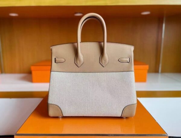 mmexport1744165088673-1024x781-1 H Factory Bags Birkin Swift & Canvas Tea Khaki Silver Hardware 30cm Full Handmade