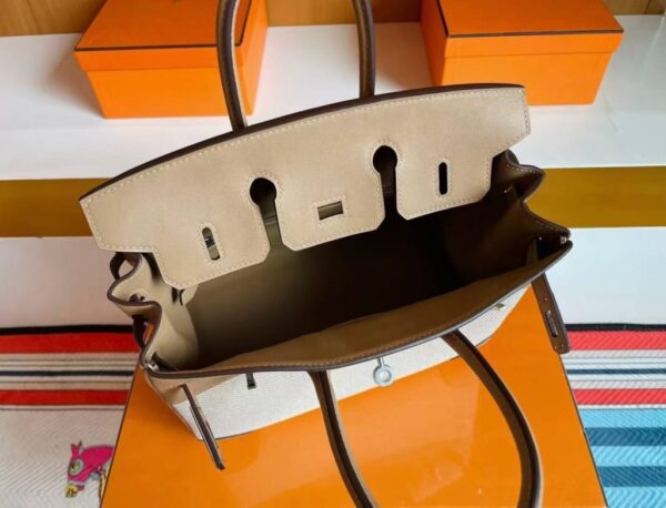 mmexport1744165096591-1024x782-1 H Factory Bags Birkin Swift & Canvas Tea Khaki Silver Hardware 30cm Full Handmade