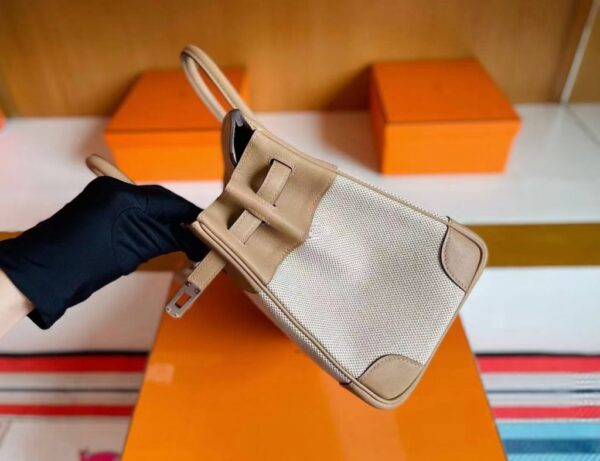 mmexport1744165098076-1024x787-1 H Factory Bags Birkin Swift & Canvas Tea Khaki Silver Hardware 30cm Full Handmade