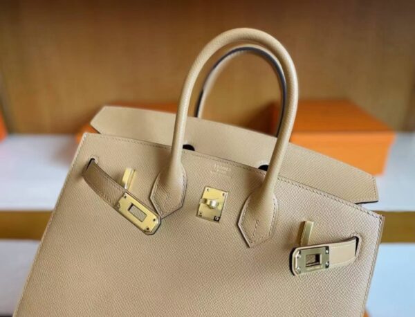 H Factory Bags Birkin Epsom Leather Tea Khaki Gold Hardware 25cm Full Handmade