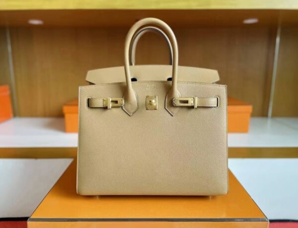 H Factory Bags Birkin Epsom Leather Tea Khaki Gold Hardware 25cm Full Handmade