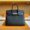 H Factory Bags Birkin Epsom Leather Black Silver Hardware 25cm Full Handmade