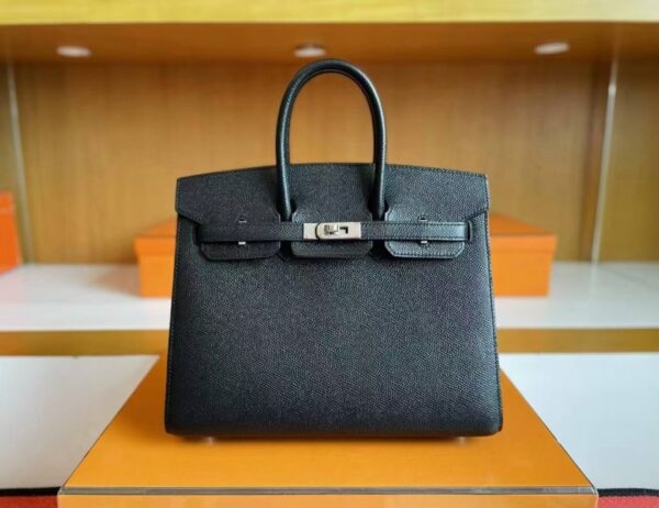 mmexport1744165266673-1024x789-1 H Factory Bags Birkin Epsom Leather Black Silver Hardware 25cm Full Handmade
