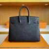 H Factory Bags Birkin Epsom Leather Black Silver Hardware 25cm Full Handmade